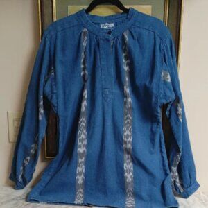 Vintage Hand Woven Indigo Shirt from Guatemala